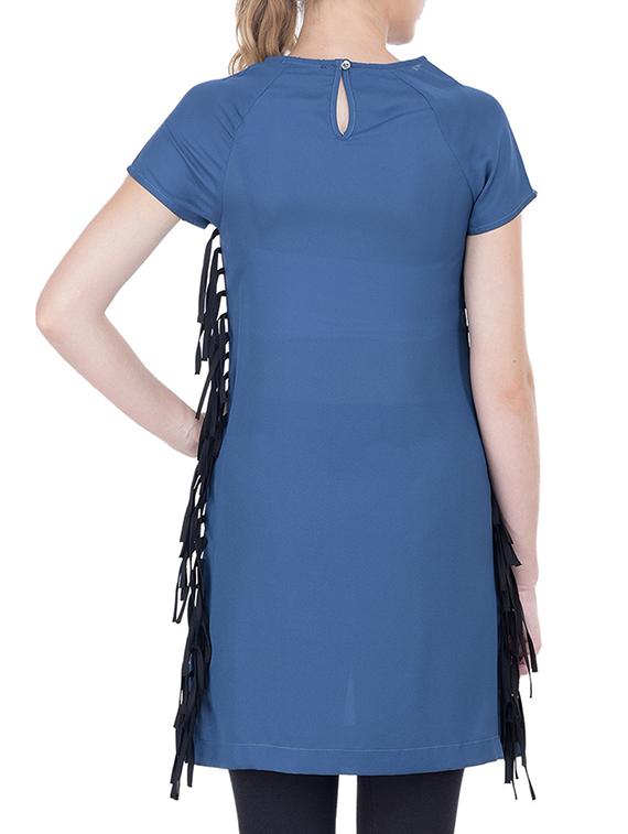 blue solid tunic - 12365653 - Zoom Image - 3