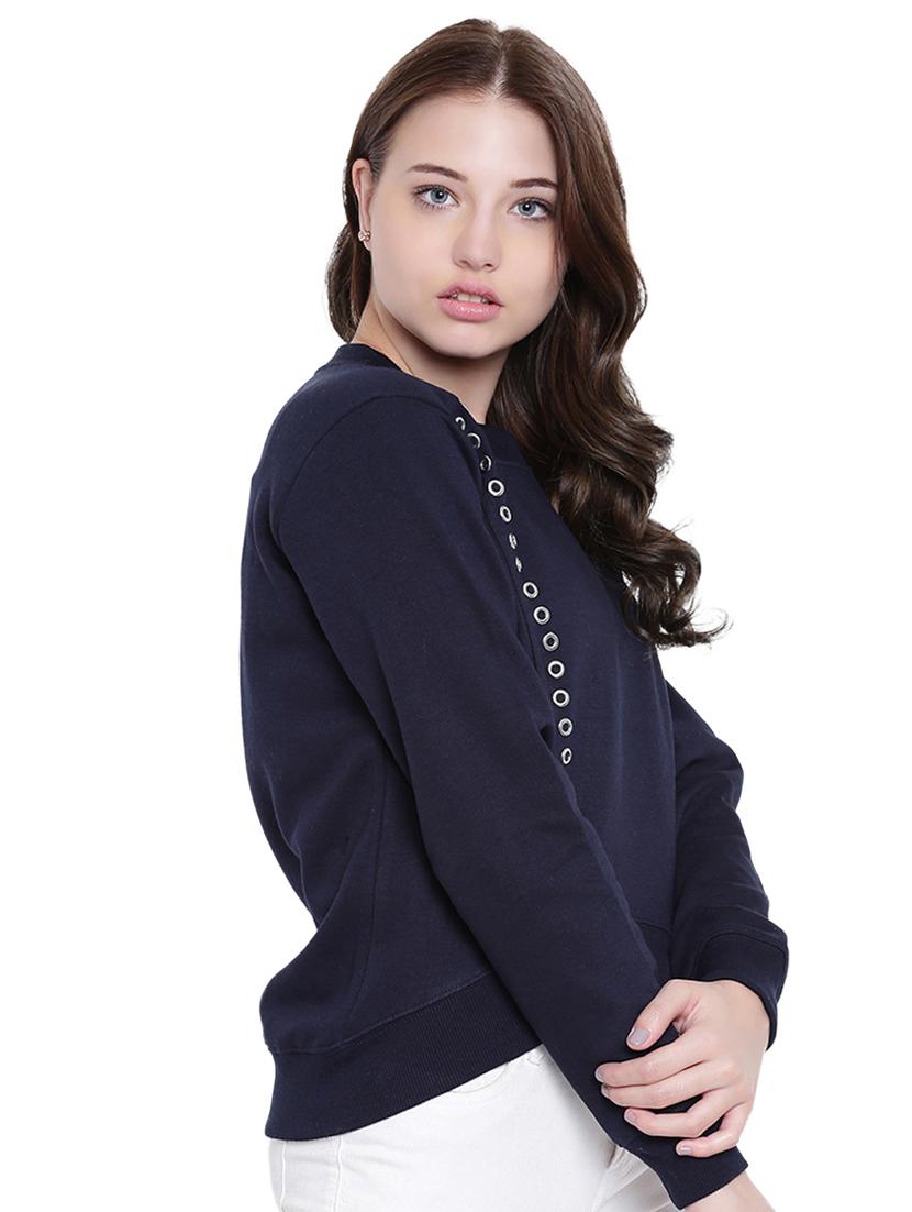 navy blue fleece sweatshirt - 12369832 - Zoom Image - 3