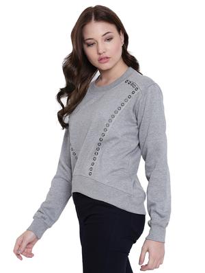 grey fleece casual sweatshirt - 12369834 - Standard Image - 2