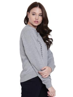 grey fleece casual sweatshirt - 12369834 - Standard Image - 3