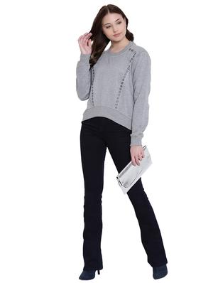 grey fleece casual sweatshirt - 12369834 - Standard Image - 5