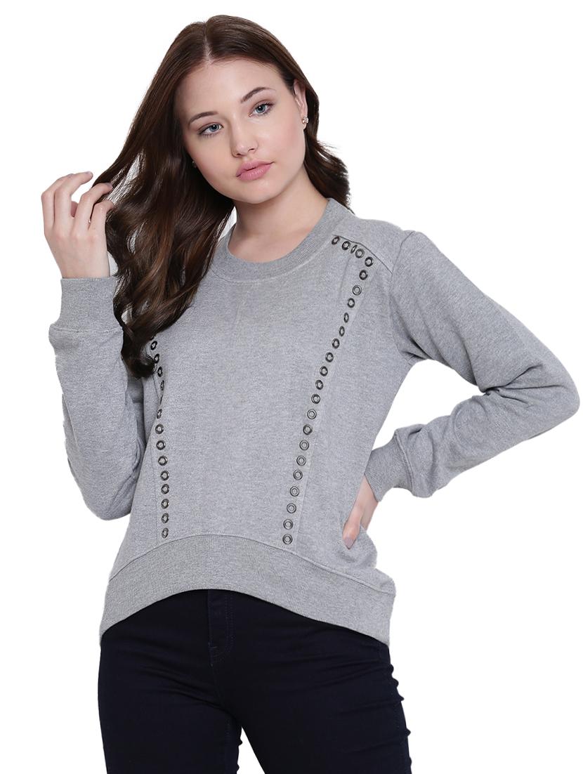 grey fleece casual sweatshirt - 12369834 - Zoom Image - 1