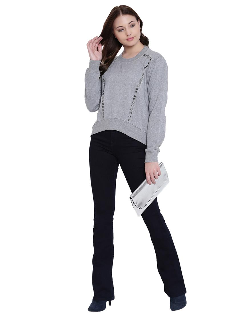 grey fleece casual sweatshirt - 12369834 - Zoom Image - 5