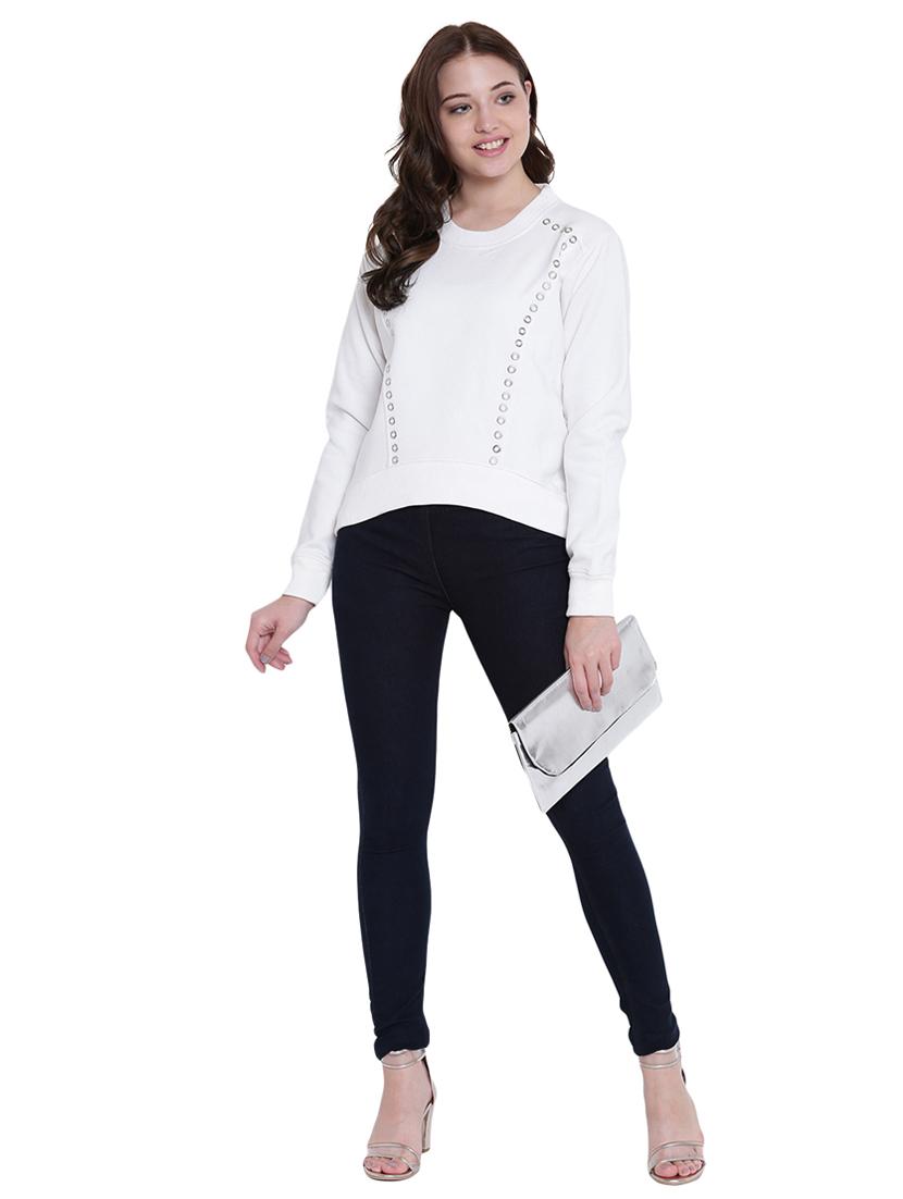 eyelet detail round neck sweatshirt - 12369836 - Zoom Image - 5