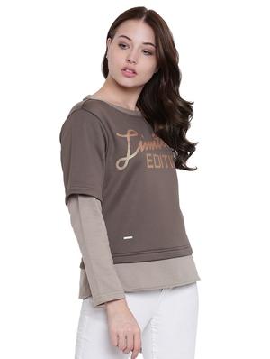 brown polyester sweatshirt - 12369841 - Standard Image - 3