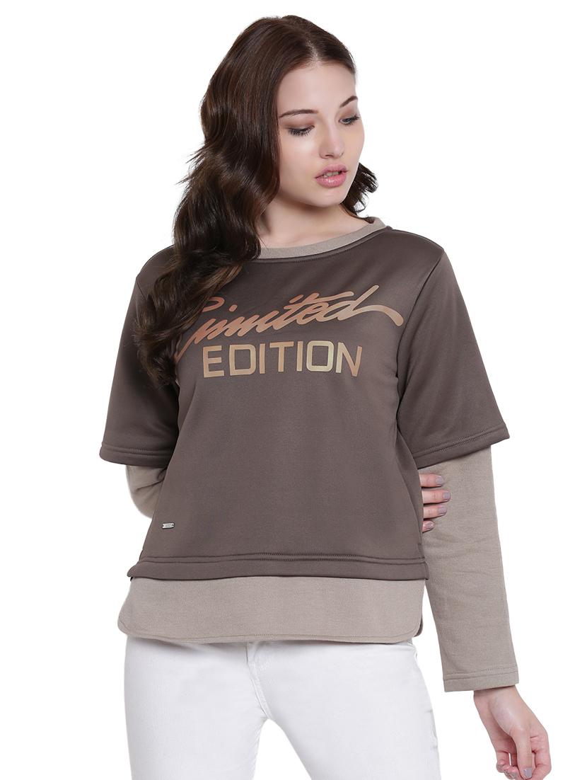 brown polyester sweatshirt - 12369841 - Zoom Image - 1