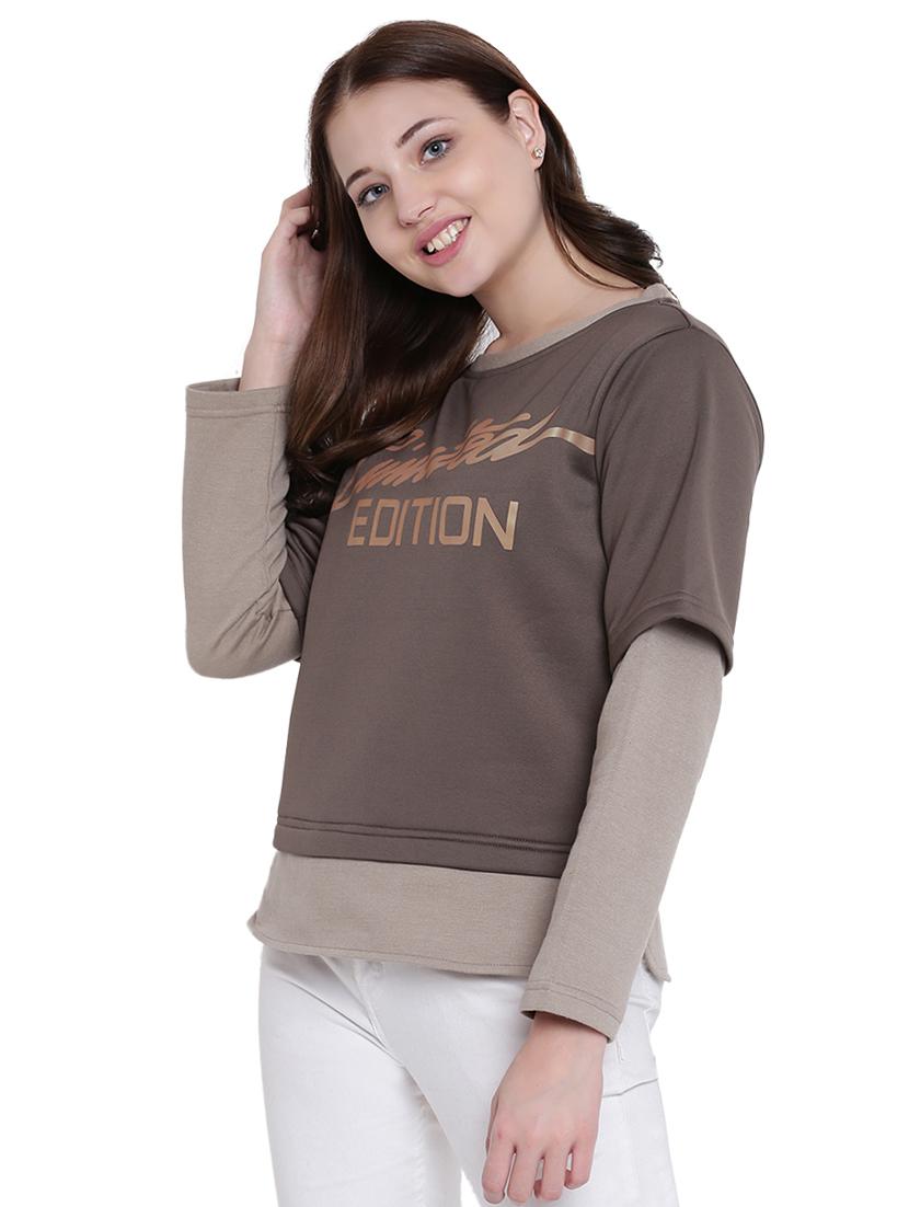 brown polyester sweatshirt - 12369841 - Zoom Image - 2