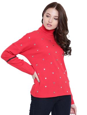red cotton stylised sleeves sweatshirt - 12369846 - Standard Image - 3