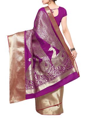 purple art silk paithani saree with blouse - 12370027 - Standard Image - 2