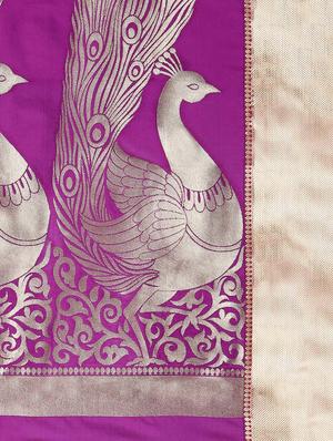 purple art silk paithani saree with blouse - 12370027 - Standard Image - 3