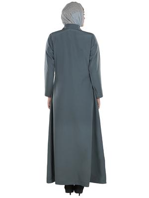solid grey abaya - 12370044 - Standard Image - 3