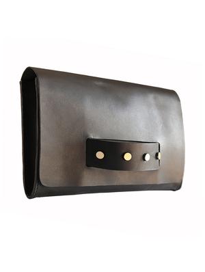 brown genuine leather embellished clutch - 12370759 - Standard Image - 4