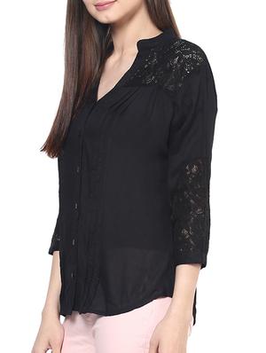 black viscose regular top - 12372753 - Standard Image - 2