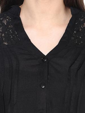 black viscose regular top - 12372753 - Standard Image - 4