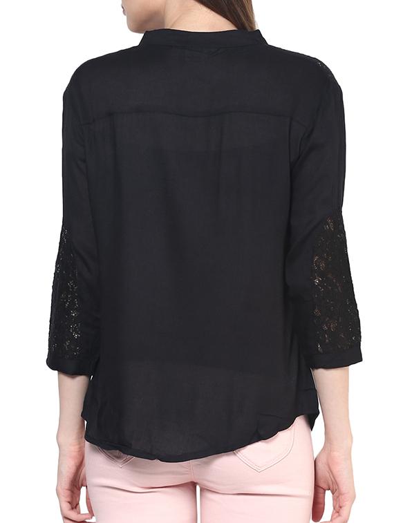 black viscose regular top - 12372753 - Zoom Image - 3