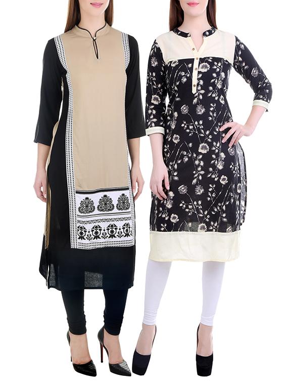 multi colored cotton combos kurta - 12372756 - Zoom Image - 1