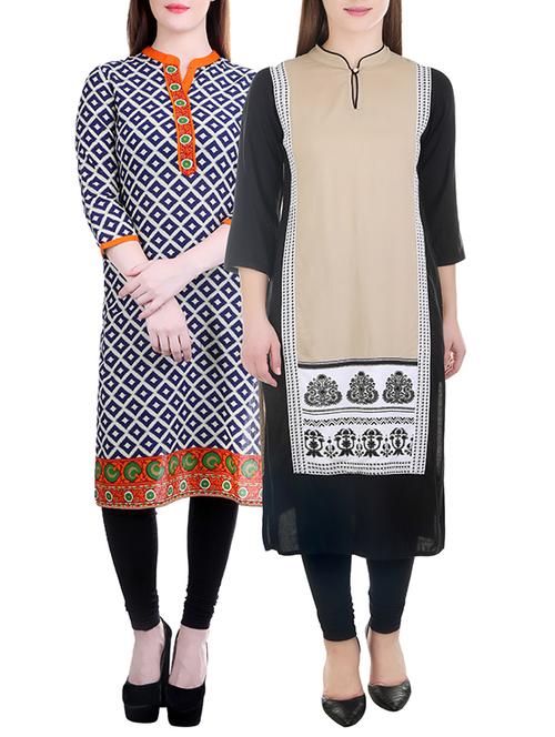 multi colored cotton combos kurta - 12372757 - Standard Image - 1