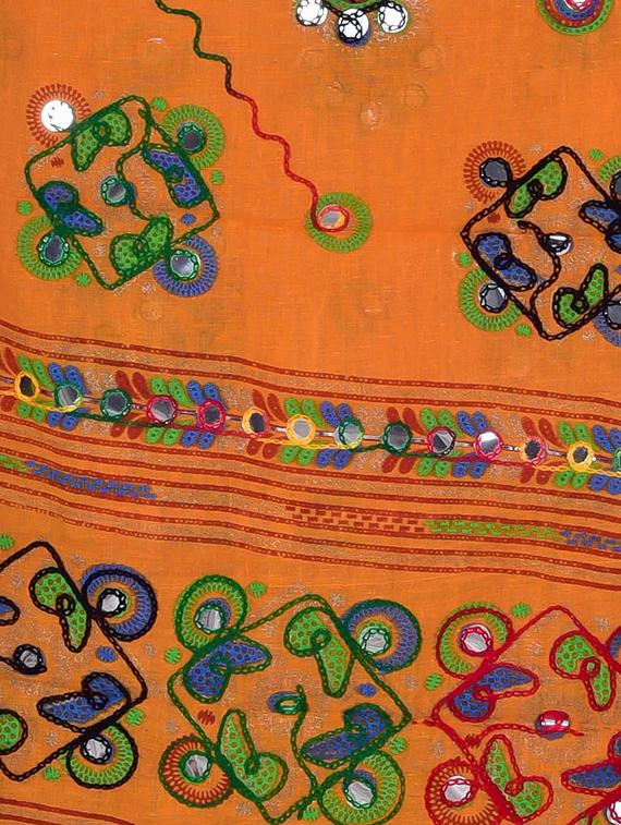 orange cotton embellished dupatta - 12372862 - Zoom Image - 2