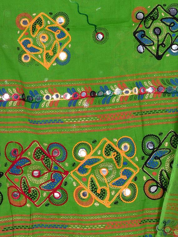 green cotton embellished dupatta - 12372863 - Zoom Image - 2