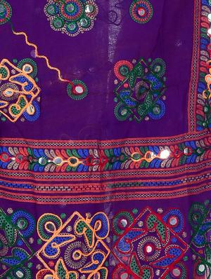 purple cotton embellished dupatta - 12372865 - Standard Image - 2