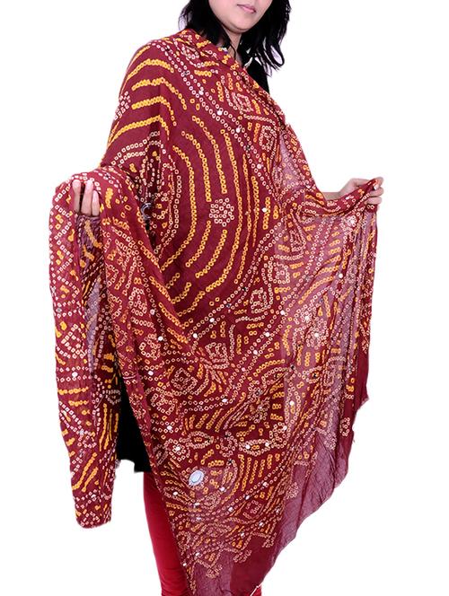 red cotton bandhani dupatta - 12374248 - Standard Image - 1