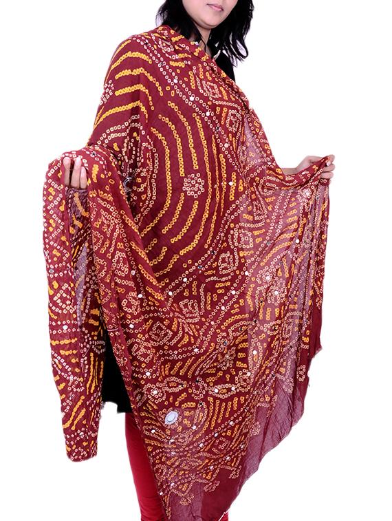 red cotton bandhani dupatta - 12374248 - Zoom Image - 1