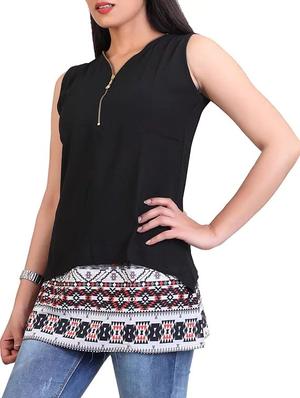 black georgette plus top - 12374263 - Standard Image - 2