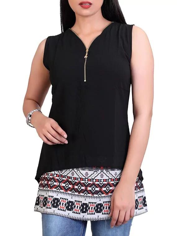 black georgette plus top - 12374263 - Zoom Image - 1