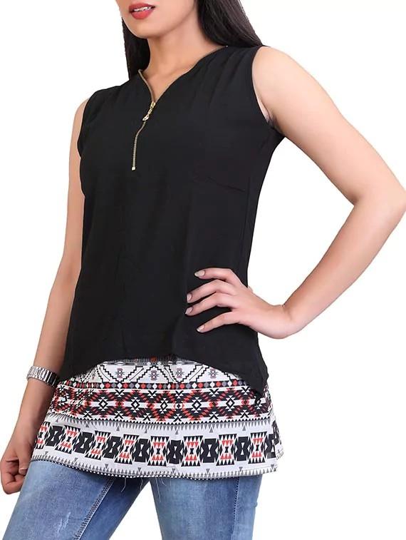 black georgette plus top - 12374263 - Zoom Image - 2