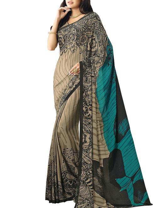 blue silk blend woven saree with blouse - 12374374 - Very Small Image - 1