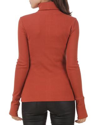 brown cotton turtle neck pullover - 12375449 - Standard Image - 3