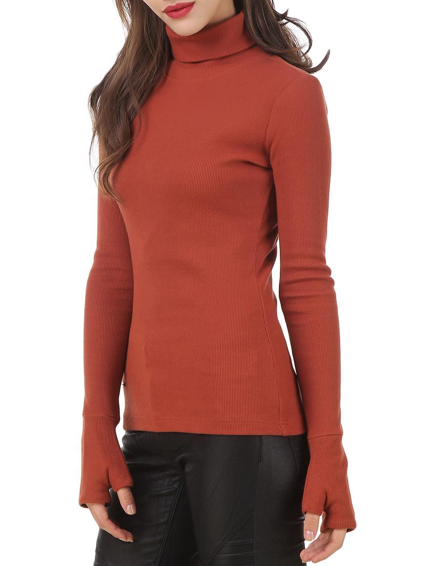 brown cotton turtle neck pullover - 12375449 - Zoom Image - 2