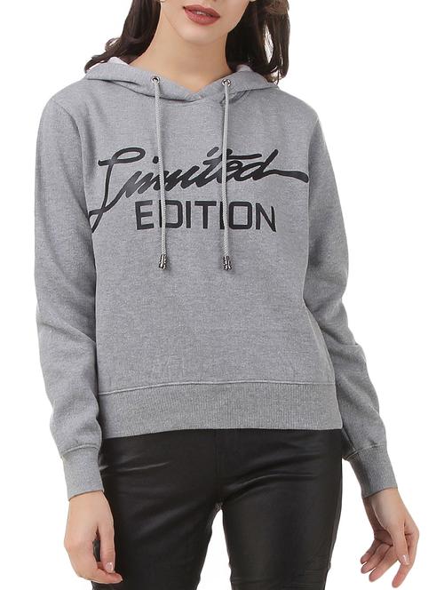 slogan print hooded sweatshirt - 12375458 - Standard Image - 1