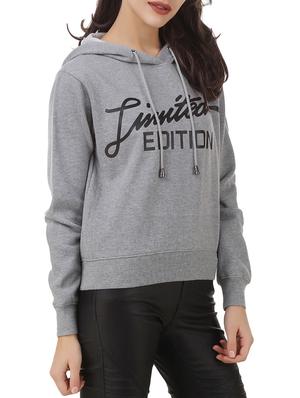 slogan print hooded sweatshirt - 12375458 -  Standard Image - 1