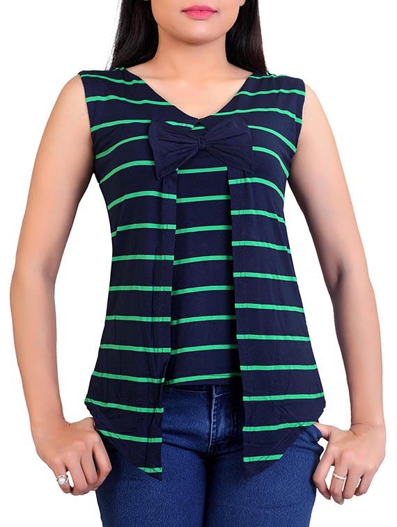 bow detail striped top - 12375846 - Zoom Image - 1