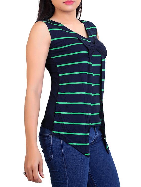 bow detail striped top - 12375846 - Zoom Image - 2