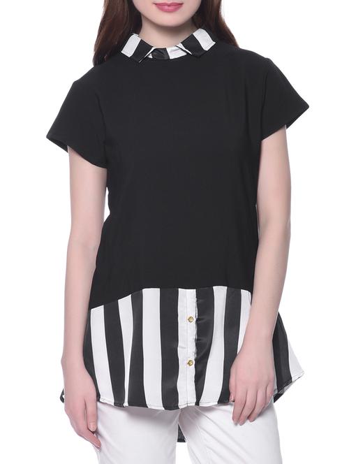 solid & striped black top - 12376977 - Very Small Image - 1