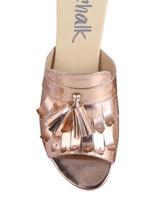 gold faux leather sandal - 12377903 - Standard Image - 4