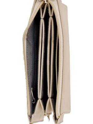 beige leatherette handbag and clutch combo - 12379289 - Standard Image - 3