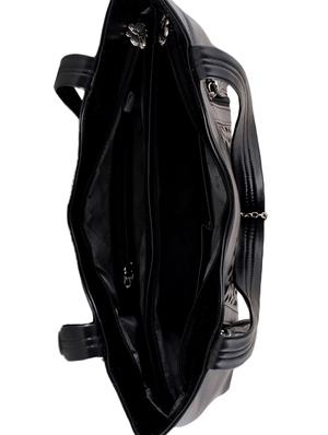 black leatherette handbag and clutch combo - 12379316 - Standard Image - 3