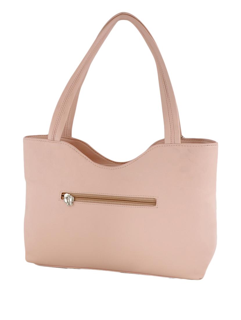 pink leatherette cutwork handbag and clutch combo - 12379318 - Zoom Image - 2