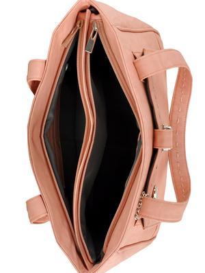 pink leatherette handbag and clutch combo - 12379324 - Standard Image - 5