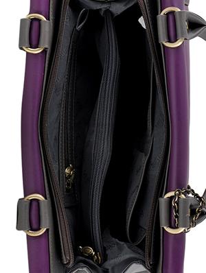purple leatherette handbag and wallet combo - 12379346 - Standard Image - 3