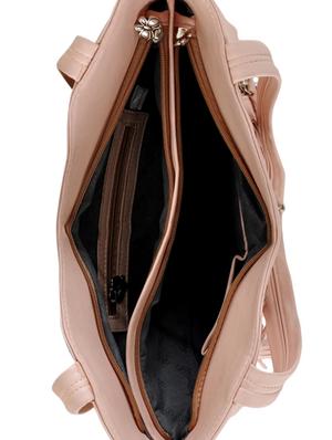 pink leatherette cutwork handbag - 12379499 - Standard Image - 3