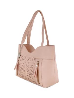 pink leatherette cutwork handbag - 12379499 - Standard Image - 4