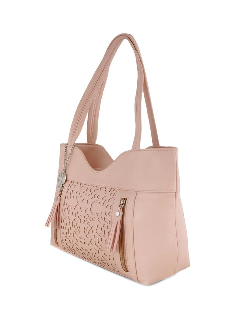 pink leatherette cutwork handbag - 12379499 - Zoom Image - 4