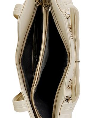 white leatherette cutwork handbag - 12379500 - Standard Image - 3
