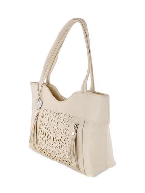 white leatherette cutwork handbag - 12379500 - Standard Image - 4