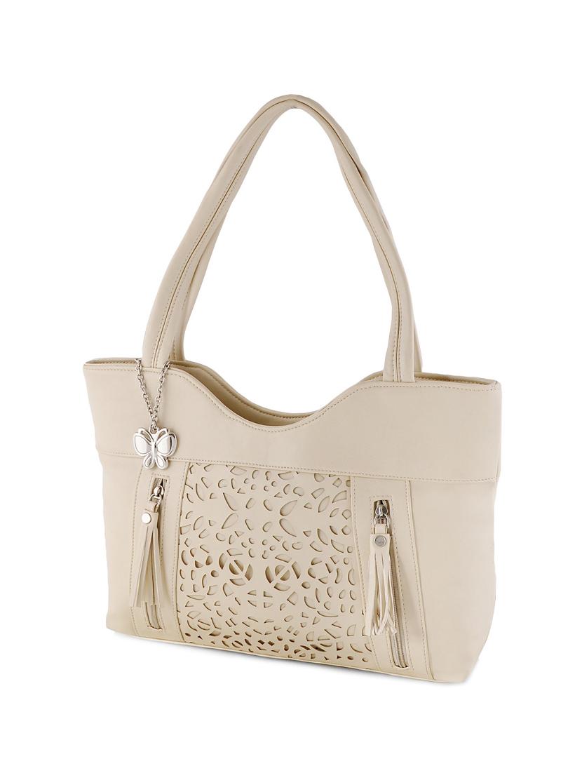 white leatherette cutwork handbag - 12379500 - Zoom Image - 1