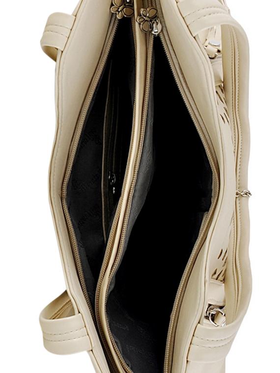 white leatherette cutwork handbag - 12379500 - Zoom Image - 3